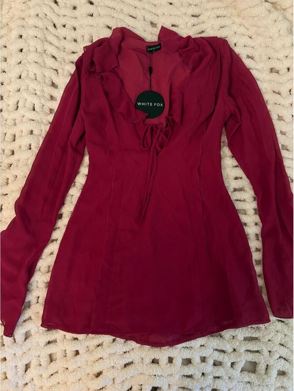 White Fox Boutique Women's Pink and Burgundy Dress